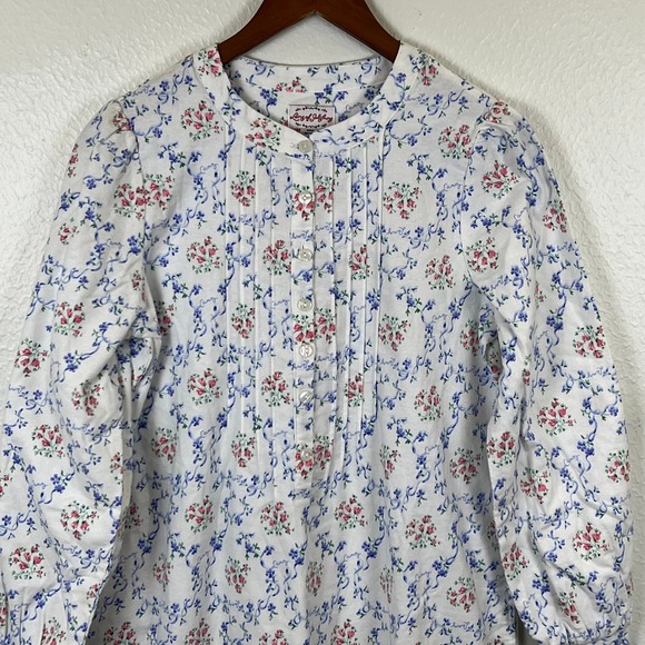 Lanz of Salzburg Nightgown Size XS Cotton White Floral Long Lounge Sleepwear PJs - Picture 4 of 13